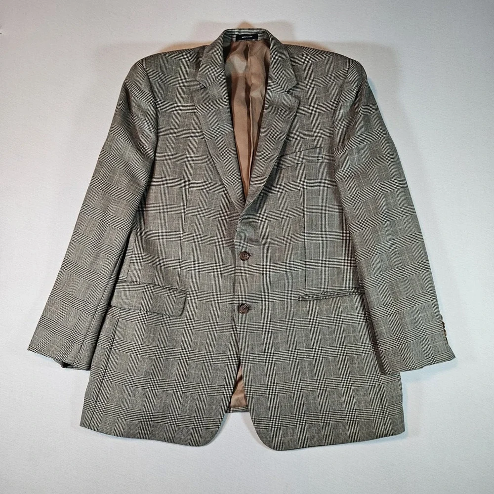 Lauren Ralph Lauren Blazer Men's 44L Glen Check‎ Plaid Wool Sport Coat Academia